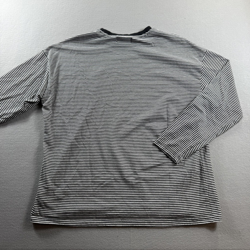 Forever 21 Shirt Mens Medium Black White Striped Long Sleeve Rose Graphic Tee - Picture 6 of 6